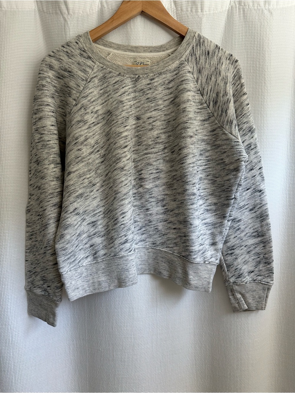 J. Crew Marled Light Gray Raglan Pullover Sweatshirt, XS